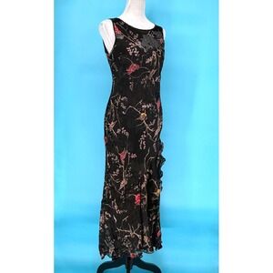 The Pyramid Collection Silk Blend Burnout Maxi Dress Black Size M Fairy Whimsy